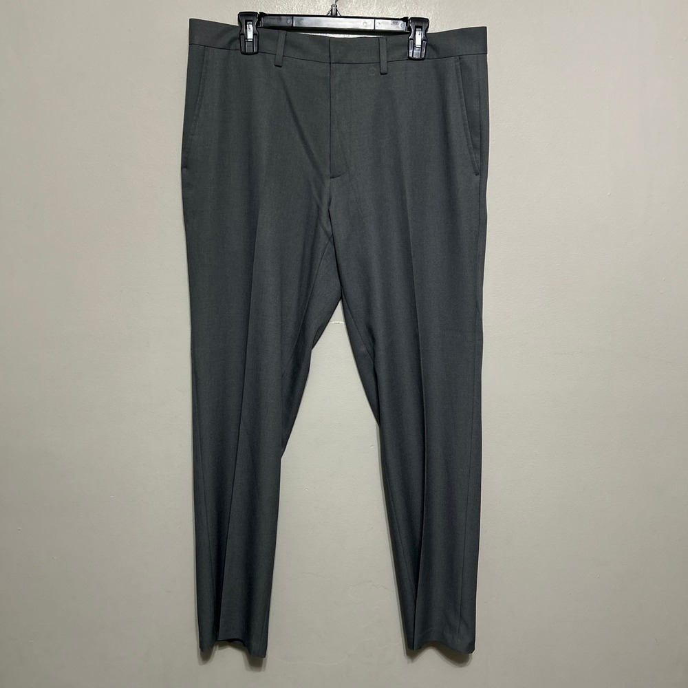 Kenneth Cole Reaction Mens Dress Pants 36x32 Grey Slim Flat Front Classic Modern
